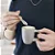 Caneca Xicara de Café com colher Cerâmica Cinza Denny 90ml Wellmix - Imagem 6