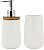 Conjunto Para Banheiro Branco Com Bambu 2 Peças Lavabo e Porta Escova - Mimo - Imagem 1