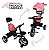 Triciclo Infantil 2 Em 1 Com Pedais Capota Reclinável Com Empurrador Rosa - Imagem 4