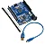 Placa compatível Arduino Uno R3 ATMega328 CH340 + Cabo USB + Pinos - Imagem 1