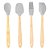 Conjunto 4 Utensílios de Silicone com Cabo em Bambu Cinza - Imagem 1