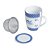 Caneca de Porcelana com Tampa e Filtrro Azul e Branca 310ml - Imagem 3