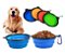 Prato dobrável de Silicone próprio para cães coloca agua e comida tigela portátil camping ao ar livre Pet Bowl com mosquetão - Imagem 3