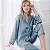 Conjunto de pijama feminino Homewear alto estilo luxo em seda de gelo monocromático - Imagem 5