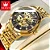 Relógio Masculino Olevs 9901 Automático Luxo Dourado Skeleton - 7 Cores - Imagem 7