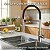 Torneira Gourmet de Cozinha Flexível Misturador Monocomando Inox Escovado Suporte Magnético - Imagem 9