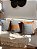 Capa para Almofada de Linho cinza com corino marrom 45cm - Imagem 1