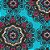 Tecido Tricoline 100% Algodão 36 Mandala Azul Turqueza - Imagem 1
