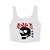 Camiseta top cropped feminino branco e preto crânio flor Hinganbana - Imagem 5