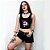 Camiseta top cropped feminino branco e preto crânio flor Hinganbana - Imagem 2
