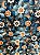 Tecido Tricoline Estampa 3D de Flores em Tons de Azul Jeans 100% Algodão - Imagem 3