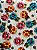 Tecido Tricoline Estampa 3D de Flores Coloridas Bordadas 100% Algodão - Imagem 1