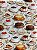 Tecido Tricoline Estampa Digital de Tortas e Bolos sobre Toalha Vintage 100% Algodão - Imagem 2
