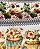 Tecido Tricoline Digital com 10 Faixas de Cupcakes, Flores, Amoras e Mirtilos 100% Algodão - Imagem 1