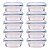 10x Potes De Vidro Hermético Vedação Silicone 550ml Quadrado c/ Trava - Imagem 1