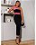 VESTIDO MIDI TUBINHO LAÇO OMBRO - PRETO COM ROSA - Imagem 1