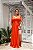 VESTIDO DE FESTA GARDÊNIA DECOTE V LUREX CRISTAL - LARANJA - Imagem 1