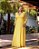 VESTIDO DE FESTA PAOLA MANGA LONGA DETALHE BUSTO - AMARELO - Imagem 2