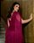 VESTIDO TAYLOR PLUS SIZE MANGA AMPLA LUREX - FÚCSIA - Imagem 2