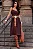 VESTIDO KARINE MIDI COM PREGAS NA SAIA - MARROM - Imagem 1