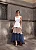 VESTIDO TRICOLOR EMILY MIDI MULET - AZUL COM MARINHO COM AREIA - Imagem 1