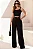 CONJUNTO TÃNIA CROPPED E CALÇA C/DETALHE METAL - PRETO - Imagem 1