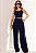 CONJUNTO TÃNIA CROPPED E CALÇA C/DETALHE METAL - AZUL MARINHO - Imagem 2