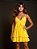 VESTIDO CURTO ALÇA BABADO GLAMOUR - AMARELO - Imagem 1