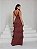 VESTIDO DE FESTA KATHERINE LONGO CHIFFON BABADOS - MARROM - Imagem 4