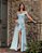 VESTIDO DE FESTA PRISCILA CREPE ACETINADO OMBRO A OMBRO - AZUL SERENITY - Imagem 1
