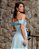 VESTIDO DE FESTA PRISCILA CREPE ACETINADO OMBRO A OMBRO - AZUL SERENITY - Imagem 2