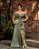 VESTIDO DE FESTA PRISCILA CREPE ACETINADO OMBRO A OMBRO - VERDE OLIVA - Imagem 1