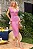 VESTIDO INÊS MIDI DECOTE V FRANZIDO NA CINTURA - ROSA - Imagem 1