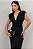 VESTIDO INÊS MIDI DECOTE V FRANZIDO NA CINTURA - PRETO - Imagem 3