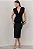 VESTIDO INÊS MIDI DECOTE V FRANZIDO NA CINTURA - PRETO - Imagem 5