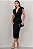 VESTIDO INÊS MIDI DECOTE V FRANZIDO NA CINTURA - PRETO - Imagem 1