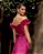 VESTIDO TAYLOR ZIBELINE OMBRO A OMBRO FLOWER - FÚCSIA - Imagem 2