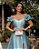 VESTIDO TAYLOR ZIBELINE OMBRO A OMBRO FLOWER - AZUL SERENITY - Imagem 2