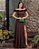 VESTIDO DE FESTA TAMIRES LONGO FLOWERS - MARROM - Imagem 1