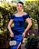 VESTIDO DE FESTA SABRINA CREPE ACETINADO FENDA - AZUL ROYAL - Imagem 2