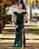 VESTIDO DE FESTA SABRINA CREPE ACETINADO FENDA - VERDE ESMERALDA - Imagem 1
