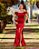 VESTIDO DE FESTA SABRINA CREPE ACETINADO FENDA - VERMELHO - Imagem 1