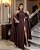 VESTIDO DE FESTA MILANO GOLA ALTA COM CAPA - MARROM - Imagem 1