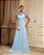 VESTIDO DE FESTA BOHEMIAN OMBRO FLOWERS - AZUL SERENITY - Imagem 1
