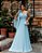 VESTIDO DE FESTA ORQUIDEA CREPE MUSSELINE - AZUL SERENITY - Imagem 1