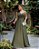 VESTIDO DE FESTA ORQUIDEA CREPE MUSSELINE - VERDE OLIVA - Imagem 1