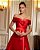 VESTIDO DE FESTA ITÁLIA OMBRO A OMBRO ZIBELINE - VERMELHO - Imagem 2