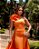 VESTIDO DE FESTA PATRICIA CREPE ACETINADO FLOWERS - LARANJA - Imagem 2