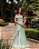 VESTIDO DE FESTA TAYLOR CREPE ACETINADO OMBRO A OMBRO - VERDE MENTA - Imagem 1