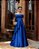 VESTIDO DE FESTA TAYLOR CREPE ACETINADO OMBRO A OMBRO - AZUL ROYAL - Imagem 1